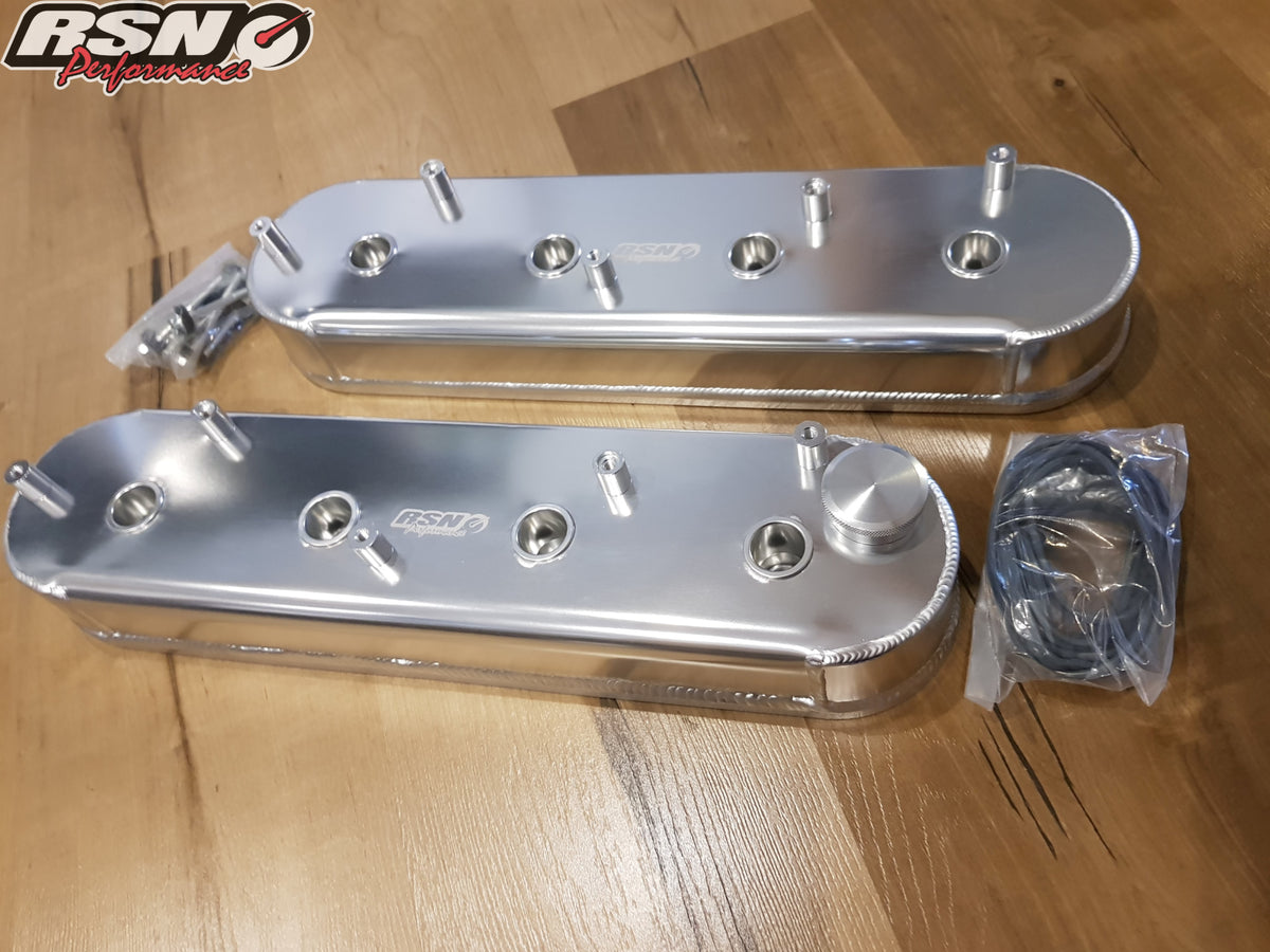 2004 Holden Rodeo Rocker Cover Holden LS1 Fabricated Anodised Natural Rocker Cover Set. With Coil sta ...