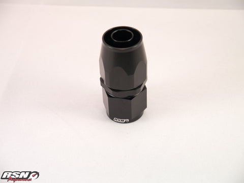 FULL FLOW AN 8 STRAIGHT SWIVEL FITTING FOR BRAIDED RUBBER HOSE IN BLACK