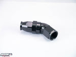 FULL FLOW AN 6 45 DEGREE SWIVEL FITTING FOR TEFLON HOSE IN BLACK