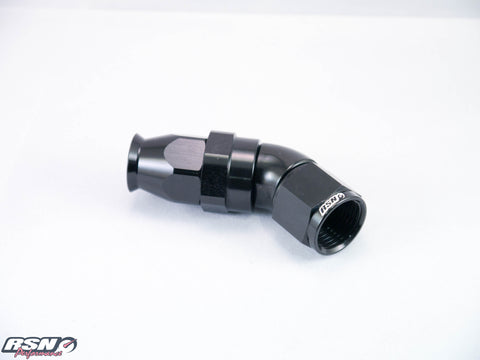 FULL FLOW AN 6 45 DEGREE SWIVEL FITTING FOR TEFLON HOSE IN BLACK