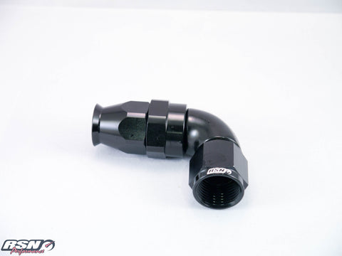 FULL FLOW AN 10 90 DEGREE SWIVEL FITTING FOR TEFLON HOSE IN BLACK
