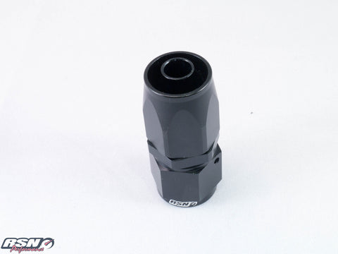 FULL FLOW AN 8 STRAIGHT SWIVEL FITTING FOR BRAIDED RUBBER HOSE IN BLACK
