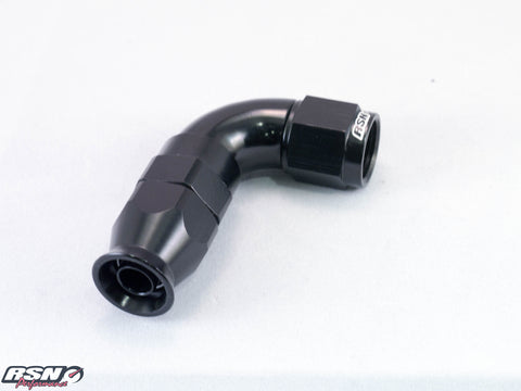 FULL FLOW AN 6 90 DEGREE SWIVEL FITTING FOR TEFLON HOSE IN BLACK