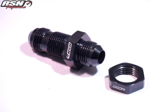 AN 10 Bulk head fitting & nut in Black